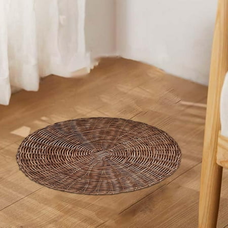 

Boho Round Handwoven Tatami Mat Handwoven Wear Resistant Floor Round Pad Reusable Tatami Seat Mat Japanese Tatami for Yoga Balcony Kitchen Brown