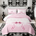 thumbnail image 2 of Manfei Kawaii Damask Bow Twin Quilt Set 2 Pieces,Dreamy Princess Twin Coverlet Set,1 Bedspread and 1 Pillowcase, 2 of 7