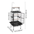 thumbnail image 4 of VEVOR Bird Cage, 32.7 x 31.1 x 82.7 inch, Open Flat Top, Wrought Iron Bird Flight Cage with Perches, Slide-Out Tray, Plastic Feeders, for Cockatiel, Monk Parakeet, African Grey Parrot, 4 of 9