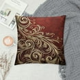 thumbnail image 2 of GOSMITH  Burgundy Pillow Cushion Cover Floral Swirls Ivy Image Ombre Details Grunge Backdrop Flower Art, Decorative Square Accent Pillow Case, Cream Ruby, 2 of 5