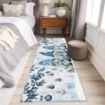 thumbnail image 4 of Runner Rug 2'x6', Blue Gnomes Christmas Washable Non-Slip Hallway Runner Rugs, Xmas Balls Tree Snowflake Wooden Bedside Rugs Floor Mats Carpet Runners for Kitchen Bathroom Laundry Room, 4 of 8