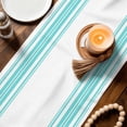 thumbnail image 3 of Teal Green Striped Table Runner 72 Inches, Farmhouse Simple Line Vertical Stripes Bed Runner Dresser Scarves Tabletop for Indoor Outdoor Parties/Ceremony/Banquet, 13" x 72", 3 of 9