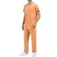 thumbnail image 6 of Fgvctg Scrubs for Men Set Plus Size Medical Uniforms Petite V-Neck Scrub Tops and Pants Jogger Scrubs Nursing Scrubs Clothing Set for Men Orange M, 6 of 6