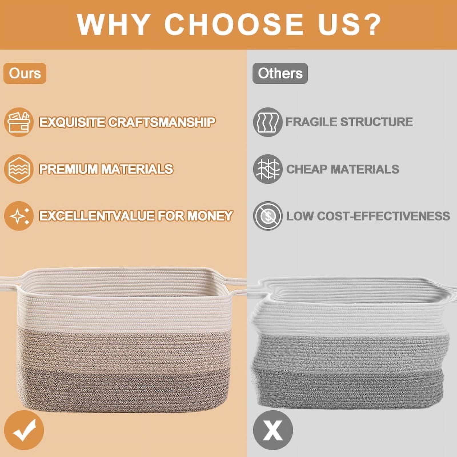 VeluraHome 70L Large Blanket Basket,Rectangle Storage Baskets for Storage,Cotton Rope Woven Storage Basket for Living Room, Nursery, Baby Room