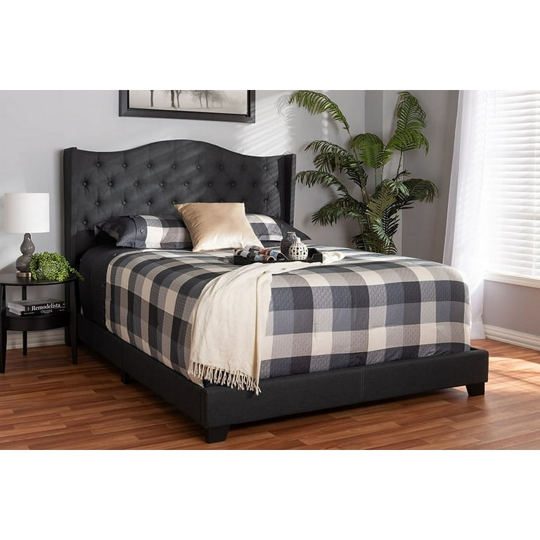 Baxton Studio Alesha Modern and Contemporary Charcoal Grey Fabric Upholstered Queen Size Bed Baxton Studio Alesha Modern and Contemporary Charcoal Grey Fabric Upholstered Queen Size Bed
