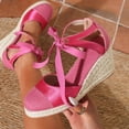 thumbnail image 4 of Pandaie Closed Toe Sandals for Women 3.35 Inch Wedge Platform Espadrilles Heels Lace up Summer Beach Dressy Walking Shoes Size 6-10, 4 of 8
