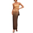 thumbnail image 1 of Vestido PRETTYGARDEN Degradado Albaricoque Marrón Strapless Maxi Talle L, 1 of 7