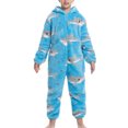 thumbnail image 1 of Pijamas de una pieza con estampado de patrones de animales de dibujos animados de Jammies con capucha para niños para uso doméstico, 1 of 5