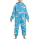 thumbnail image 1 of Pijamas de una pieza con estampado de patrones de animales de dibujos animados de Jammies con capucha para niños para uso doméstico, 1 of 5