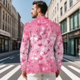 thumbnail image 4 of Uorisanigo Men's Sport Jacket Suit Casual Sport Coat Jackets One Button Blazer Jackets with Pockets Knit Casual Blazer Mens Valentines Jacket Suit, Pink Heart Valentines, Size XL, 4 of 6