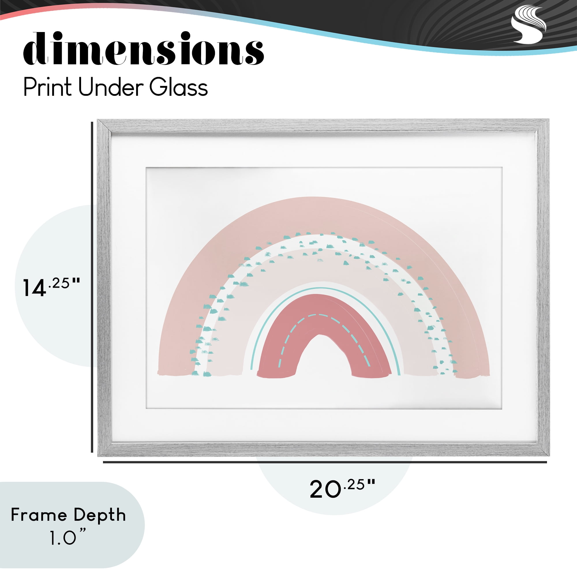 Stupell Industries Pink Rainbow with Speckles Gray Framed Print Under Glass, design by Emily Navas