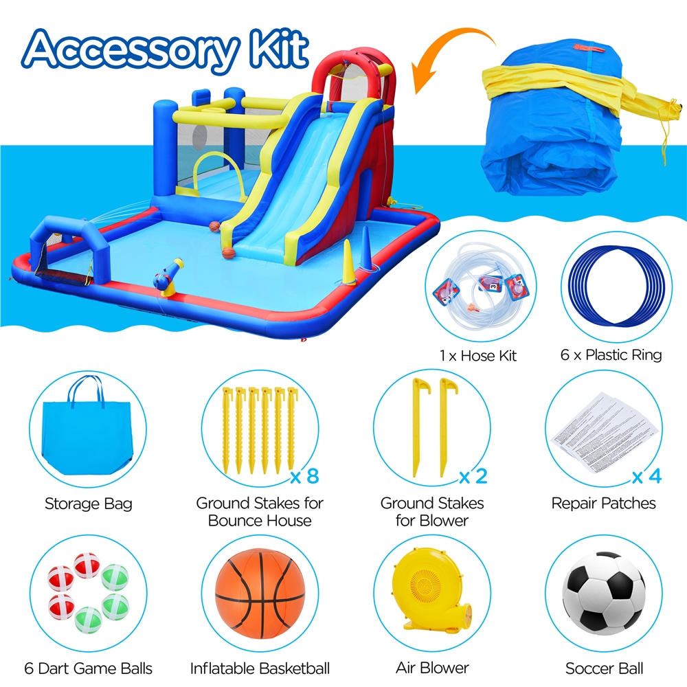 Yaheetech 10-In-1 Inflatable Water Slide with Storage Bag, Blue