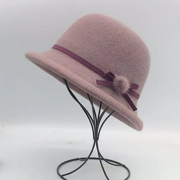 Babysbule Hats for Women Winter Ladies Winter Curled Knitted Hat Fashion Fisherman Hat Elegance Ladies Gift Hat British Style Hat