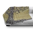 thumbnail image 3 of Tree of Life Soft Flannel Fleece Throw Blanket, Swirled Twists Rustic Oak Branches Nature Eco Sketch Illustration, Cozy Plush for Indoor and Outdoor Use, 60" x 80", Mustard Brown, by Ambesonne, 3 of 6