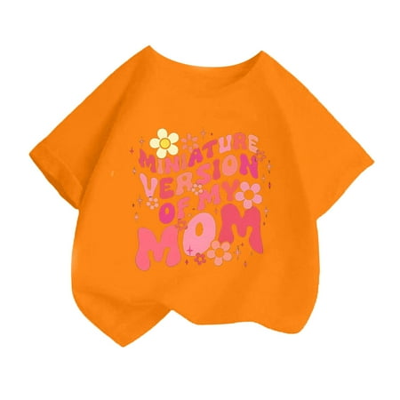 

CAHOLEI Kid Girls Cute Fashion Printed Comfortable Round Neck Short Sleeve Tee Summer Casual Loose T Shirt Tops -Orange 4-6 Years