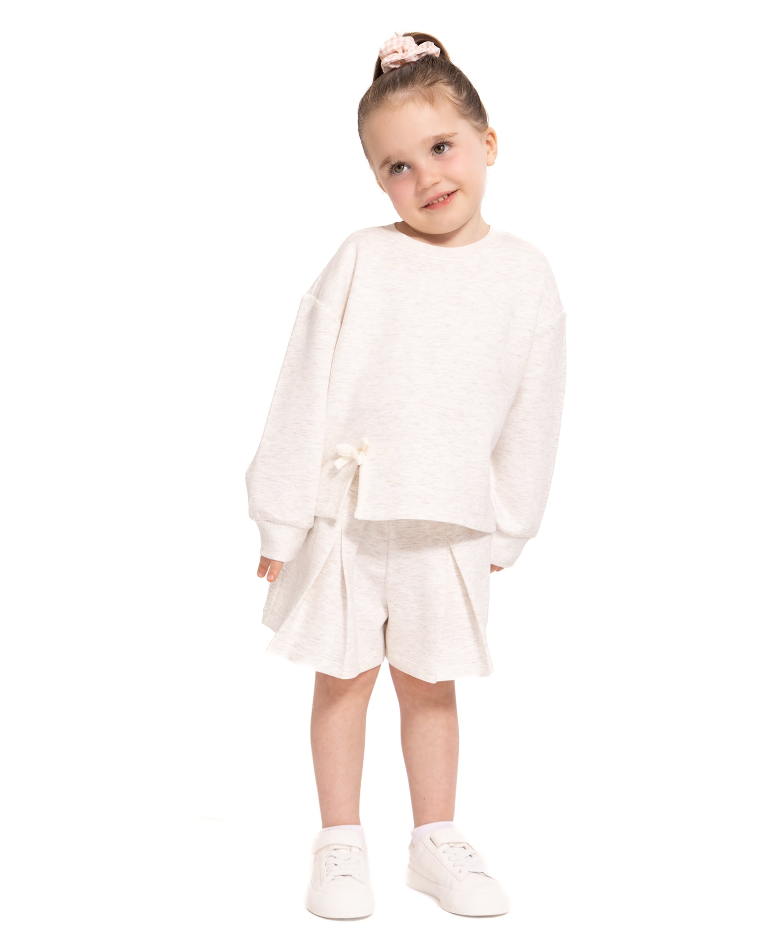 Wonder Nation Toddler Girls Athletic Pleated Shorts with Bow, Sizes 12M-5T