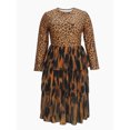 thumbnail image 2 of Womens Leopard Print Tiered Maxi Dress Long Sleeve Crew Neck Ruffle Chiffon A-Line Long Dress, 2 of 3