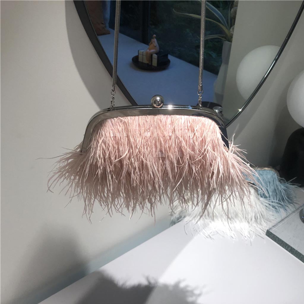 3 Color Feather Clutch Evening Handbag for Women Girl Ladies Party Dress Gifts