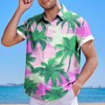 thumbnail image 2 of Mens Manga Corta Botón Abajo Camisas Casual Suelto Impreso Cardigan Girar Cuello Blusa, Transpirable para el Entrenamiento, 2 of 6