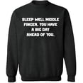 thumbnail image 2 of OXI Crewneck Sweatshirt - Sleep Well Middle Finger, Basic Casual Sweatshirts for Men's and Women Fleece Sweatshirt Long Sleeve - Dark Heather 3X-Large, 2 of 2