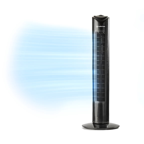 Comfort Zone 32" in. Tower Fan, 3 Speeds, Quiet, Oscillating, Portable