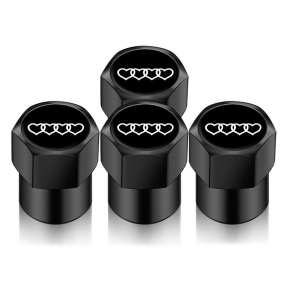 JWQI 4PCS Universal DIY Car Wheel Tire Air Valve Caps Stem Air Airtight Cover Car Stickers 4 Heart Shaped Cars Motor Auto Accessories Car Styling Decor Gift,Black