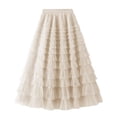 thumbnail image 6 of Womens Long Tulle Skirt A Line Ruffle Tiered Layered Skirts High Waisted Flowy Fairy Tutu Maxi Skirts, 6 of 7