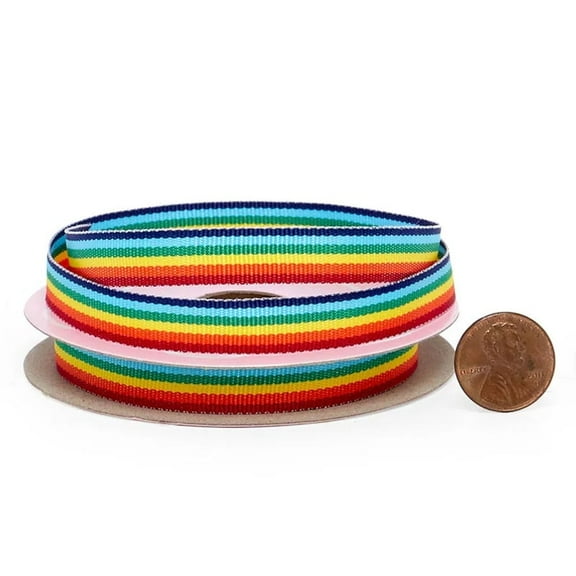 3/8" Wide Rainbow Grosgrain Ribbon - 10 Yards (56270001)