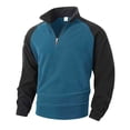 thumbnail image 4 of FRSASU Men's Quarter Zip Color Block Pullover Soft Fleece-Lined Mock Neck thermal Casual Long Sleeve Sweatshirts (S-3XL) Blue, 4 of 8