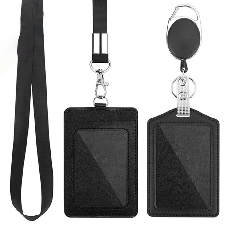 2 Pack of ID Card Holder with Neck Lanyard Strap and Retractable Badge