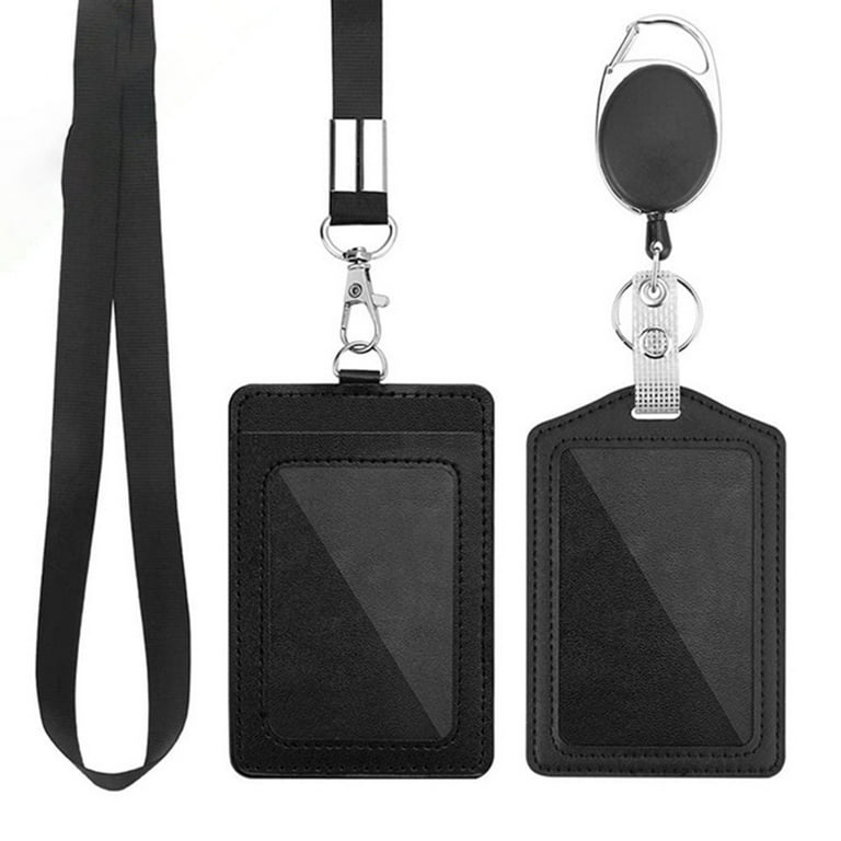 2 Pack of ID Card Holder with Neck Lanyard Strap and Retractable Badge Reel Clear ID Window Detachable Neck Lanyard Stronger Badge Reel 360 Rotation