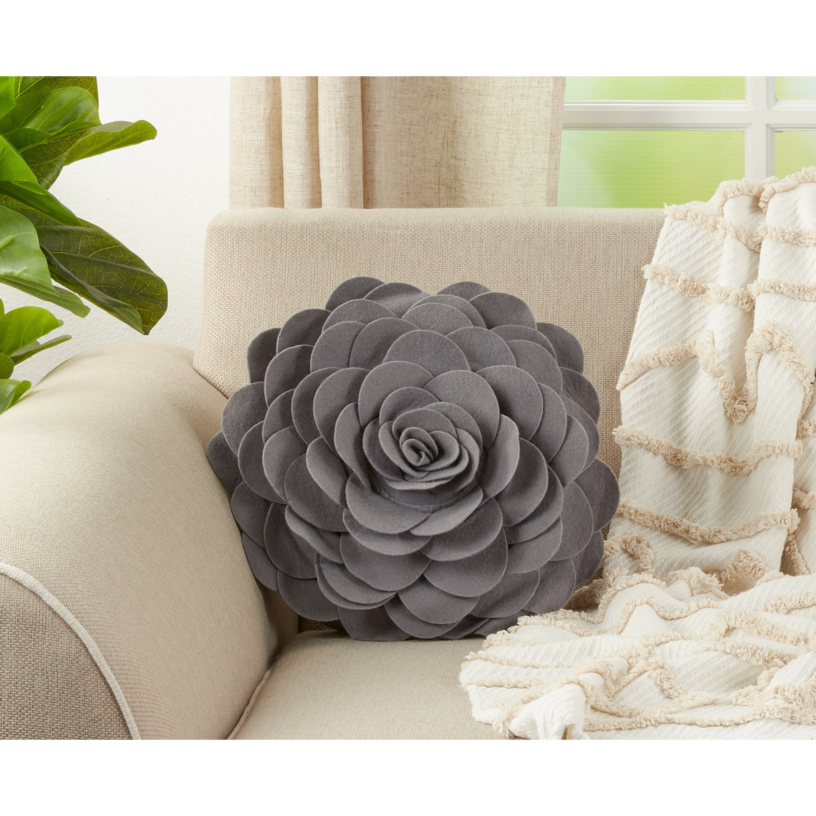 Designart CU15572-20-20-C Dancing Blue Flower Petals Floral Round Cushion Cover for Living Room Sofa Throw Pillow 20 