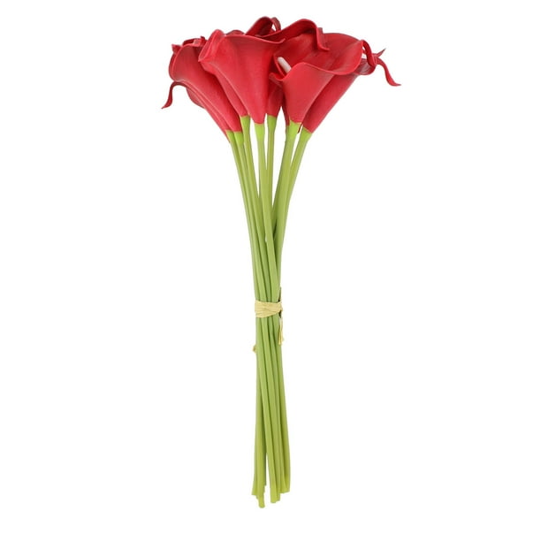 Mariage Fête Maison Cadeau Calla Lis Artificiel Fleurs Artificielles Bouquet Rouge 12 Pcs