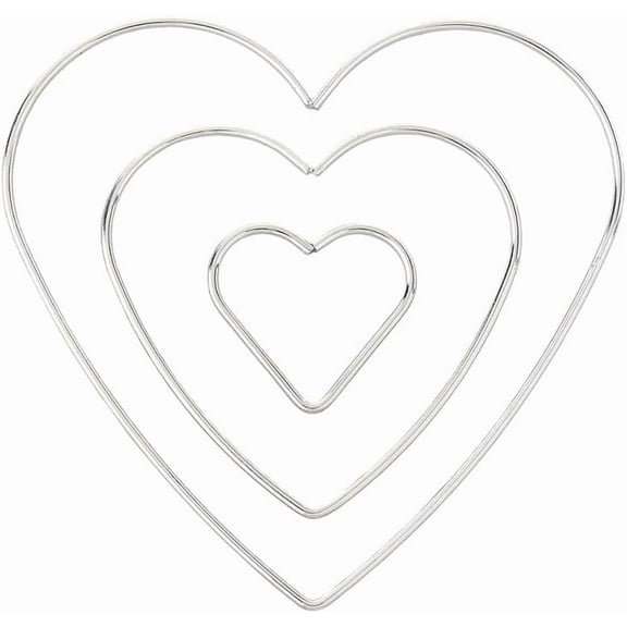 3Pcs 3 Sizes Iron Hoops Macrame Ring for Dream Catcher Crafts and Woven Net Web with Supplies Platinum Heart 150mm 1pc/Style
