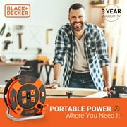 Black + Decker 50ft. Cord Reel 14AWG 4 Outlets