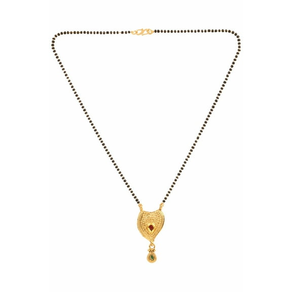 Efulgenz Indian Bollywood Traditional Gold Plated Ruby Emerald/Color CZ Stone Mangalsutra Pendant Necklace Jewelry with chain for Women