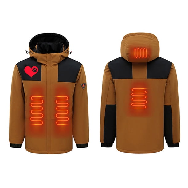 Chaquetas y abrigos de piel sintética con capucha y manga larga, con calefacción inteligente por USB, temperatura constante, resistente al viento, talla grande, para hombre y mujer, invierno, 4 unidad