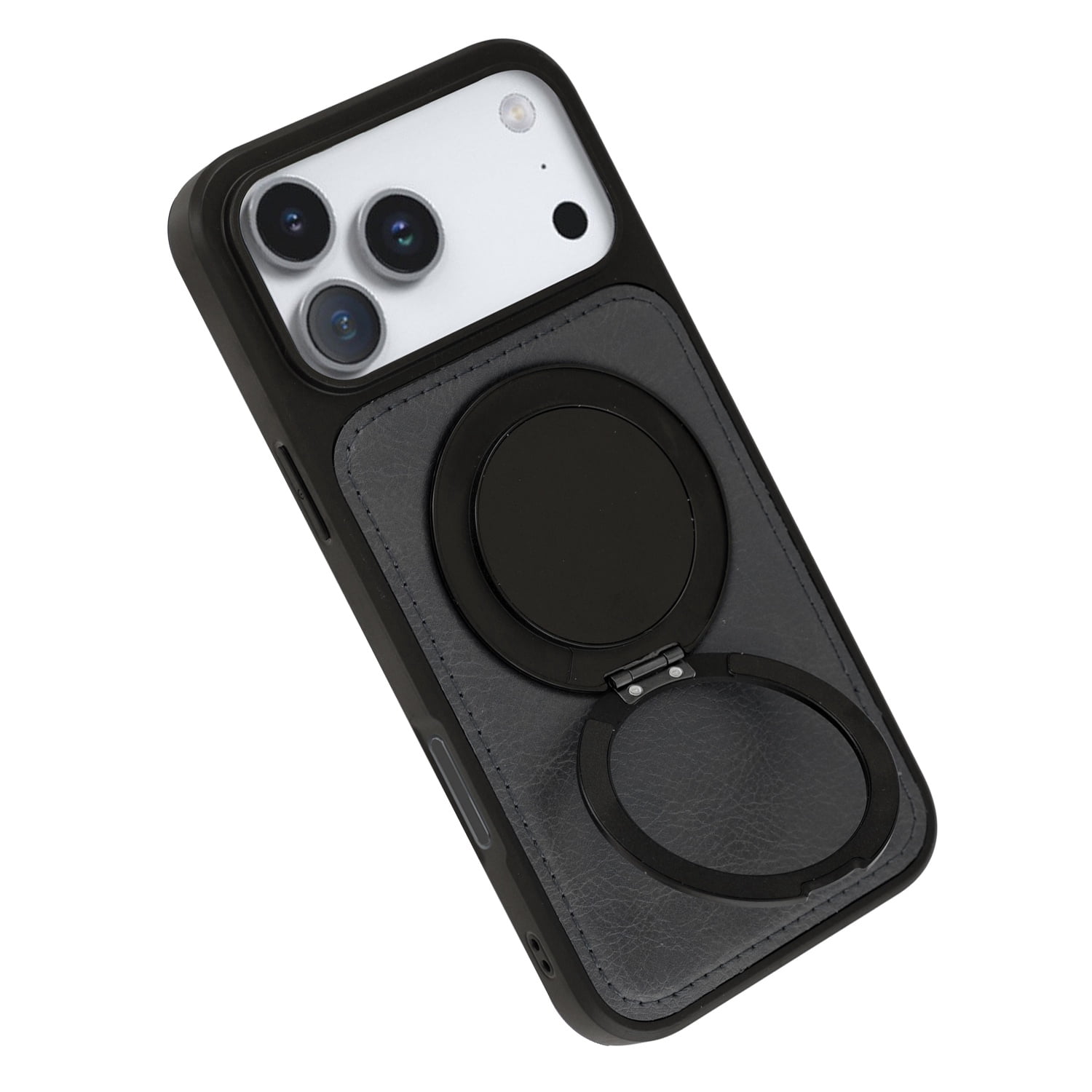 Slim Leather Case with Wireless Charging Kickstand for iPhone 17 Pro Max - Black