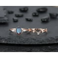 thumbnail image 2 of Long Hexagon Alexandrite Engagement Ring Set, Vintage 14K Rose Gold Alexandrite Promise Ring, Wedding Ring Bridal Set Gift for Women, 2 of 5