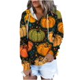 thumbnail image 1 of HKEJIAOI Halloween Hoodies for Femmes Manches Longues Col Rond Imprimé Graphique Moderne Halloween Célébration Esthétique Multicolore-1, 1 of 6