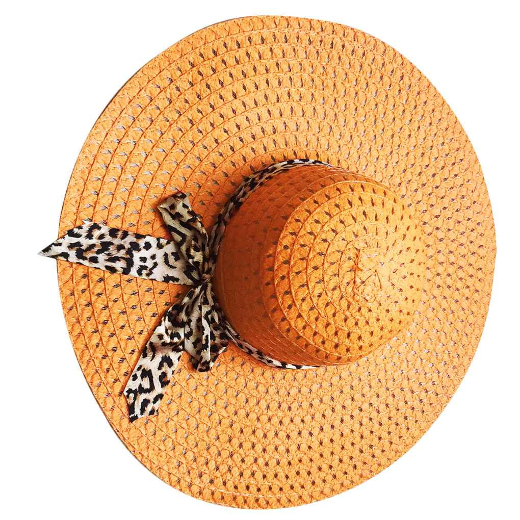 Women Summer Straw Wide Brim Hat Girl Travel Beach Fishing Sunshade
