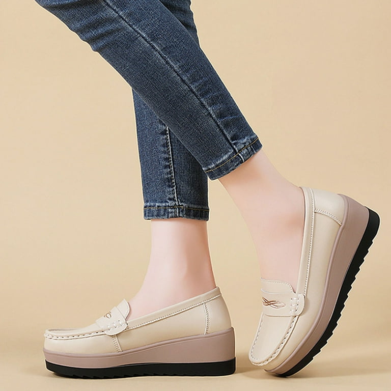 Felirenzacia Womens Platform Faux Leather Loafers, Moccasin Slip-On Shoes, Dress Flats Comfort Work Shoes, Semi Formal Elevated PU Shoes for Women Felirenzacia Womens Platform Faux Leather Loafers, Moccasin Slip-On Shoes, Dress Flats Comfort Work Shoes, Semi Formal Elevated PU Shoes for Women