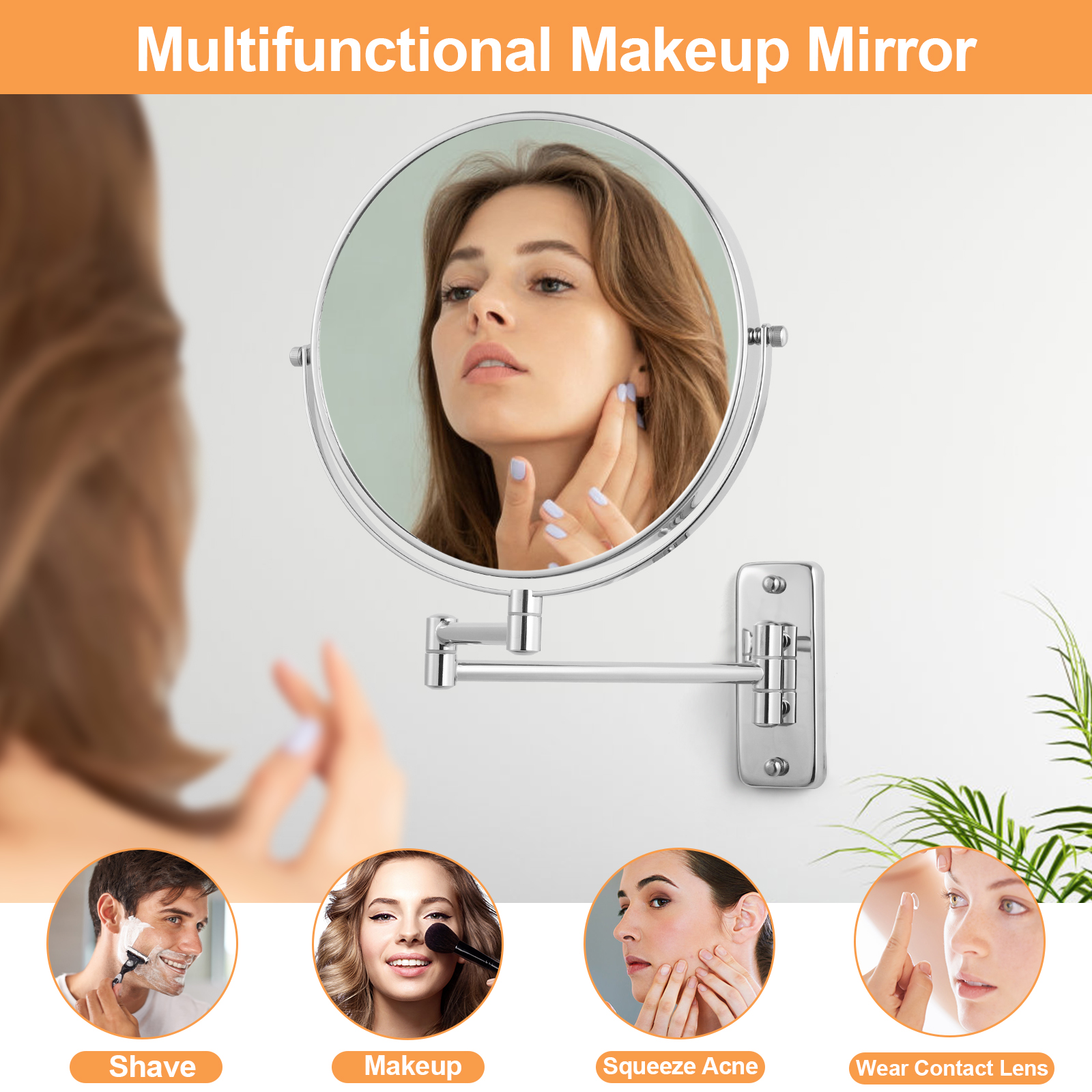 Umirokin 9-Inch Wall-Mount Makeup Mirror, 1x/7x photo 6