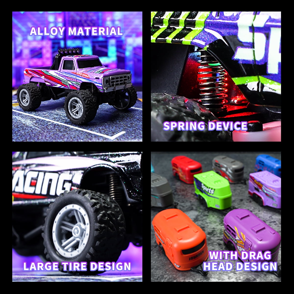 Mini Alloy RC Off - Road Trucks，2.4G Remote Control, Cool Lighting & 3 - Gear Power Adjustment，Kids' Racing Toy Cars
