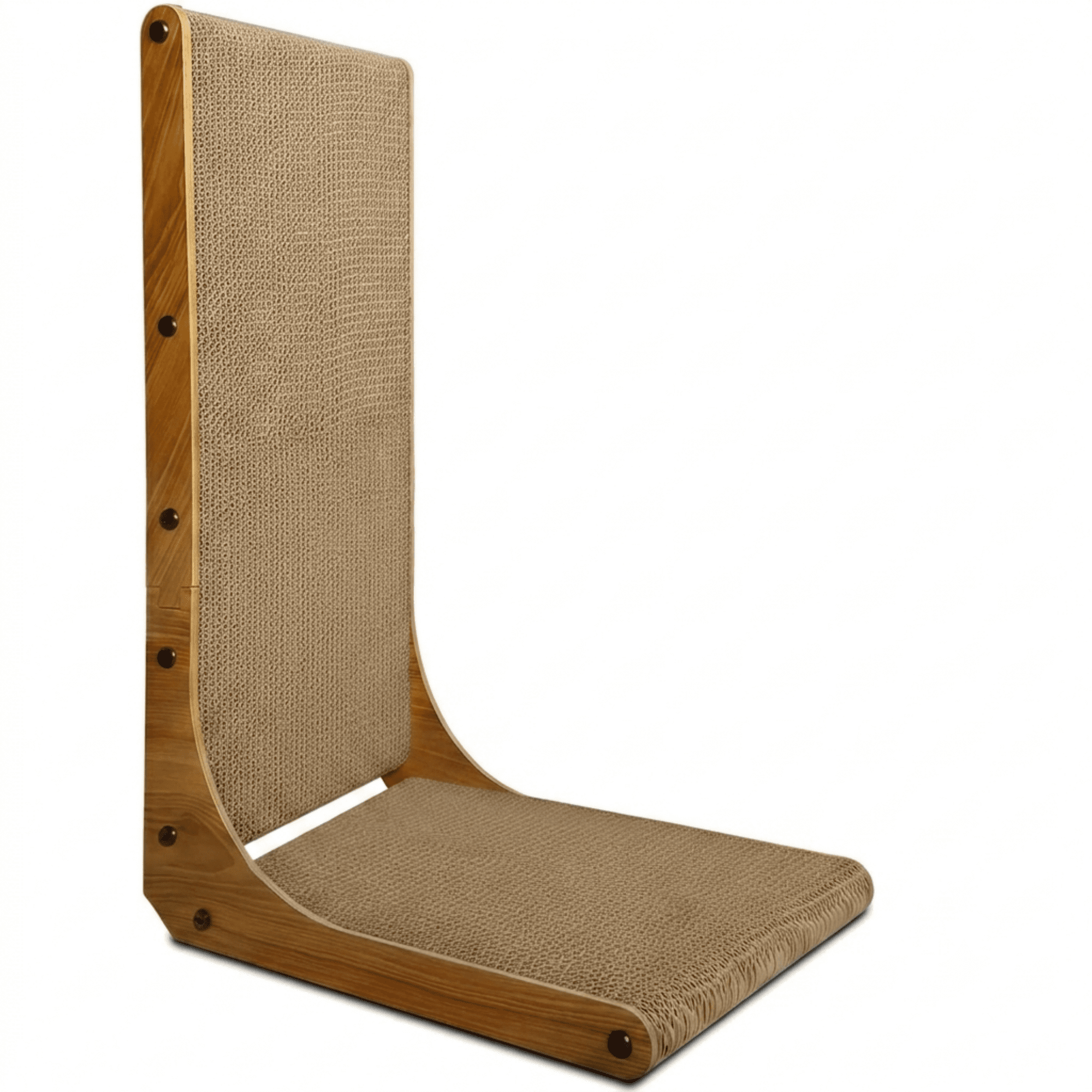 Cat Scratcher L Shape Cat Scratching Pad for Indoor Cats Durable Cardboard Scratcher with Box Protects Furniture Large Vertical Scratch Pad for Kittens and Adult Cats Recyclable Natural Brown