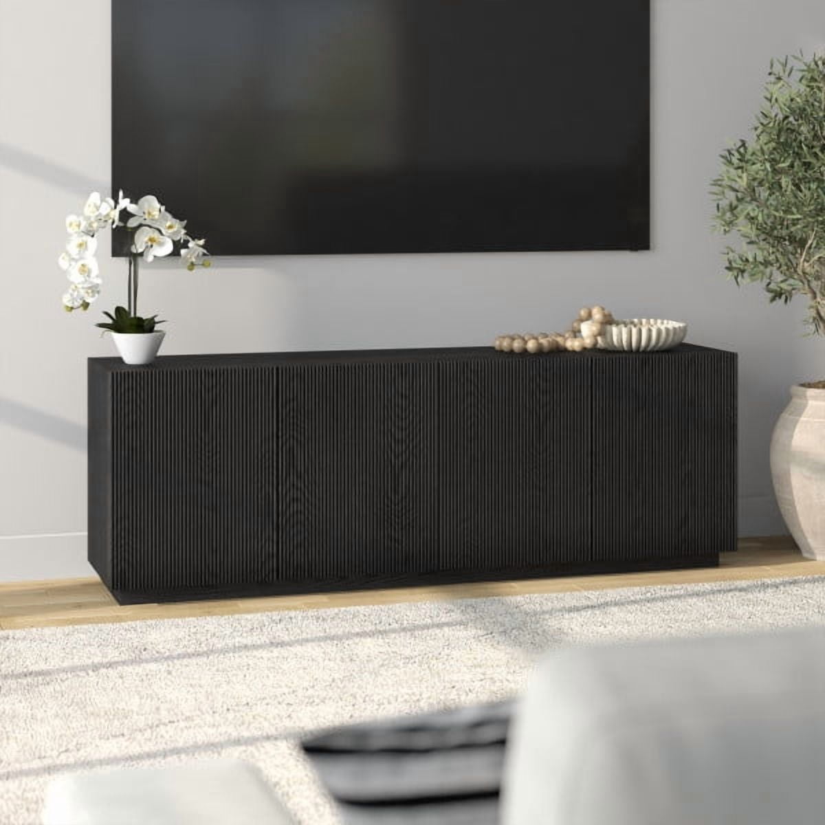 Halifax Rectangular Fluted TV Stand for TV's up to 75" in Black Grain