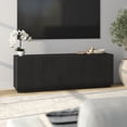 thumbnail image 2 of Halifax Rectangular Fluted TV Stand for TV's up to 75" in Black Grain, 2 of 9