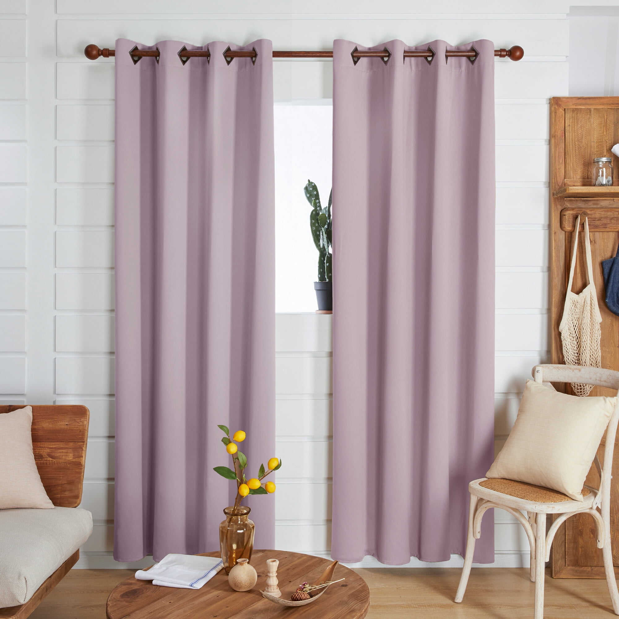 Deconovo Lavender Thermal Insulated Blackout Solid Grommet Curtains, 52 ...