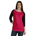 thumbnail image 1 of Inkmeso T-Shirt Raglan à Blocs de Couleur pour Femmes à Manches Trois-Quarts, T-Shirt de Baseball, Haut de Maillot de Sport Décontracté, 1 of 8