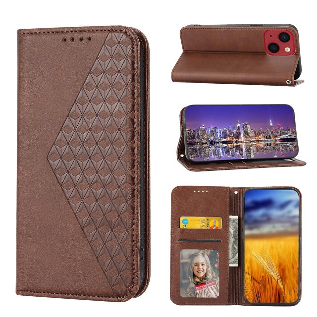 Funda de piel sintética estilo empresarial para iPhone 13 Mini con tarjetero Lenyard